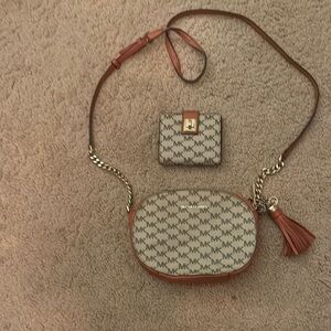 Michael Kors Beige Crossbody Bag and Wallet Set